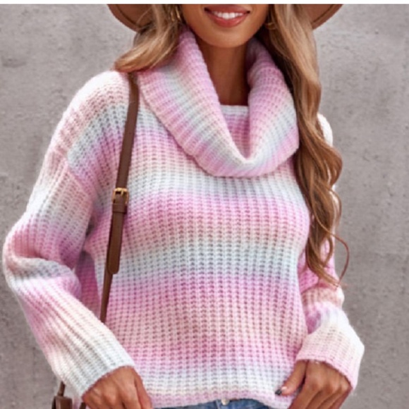 New Cowl Neck Ombre Knit Sweater - Picture 4 of 9